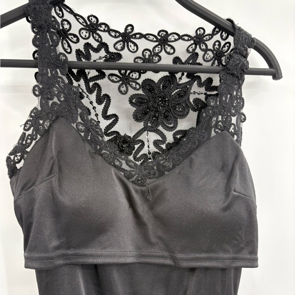 Cache Vintage Y2K Black Beaded Goth Witchy Flapper Mesh Flared Dress Size 2 - Picture 10 of 16